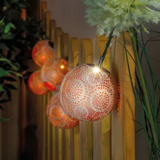 esotec Solar Lichterkette Alma 2m mit 8 Kugeln altweiß kupfer wetterfest 102808 - Kupfer/Weiß/Gold