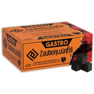 Zauberwürfel 27er Würfel 20kg Premium Kokosnuss Naturkohle - Kohle aus Kokosnussschalen für BBQ, Grill - Grillkohle mit Langer Brenndauer, hoher Hitze und niedrigem Aschegehalt in Gastroverpackung