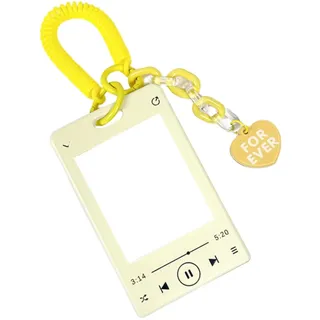 RUNRAYAY Music Player Kpop Photocard Holder, Acrylic Card Sleeves, Picture Frames, Top Loaders for Cards, 3X4 Inches, Photo Card Holder Keychain Kpop, Kpop Album - Yellow