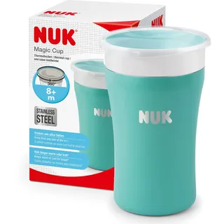 NUK Magic Cup Trinklernbecher aus Edelstahl | ab 8 Monaten | 230 ml | auslaufsicherer 360°-Trinkrand | BPA-frei und auswaschbar | Blau