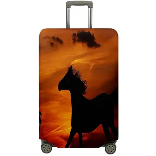 Mateju Kofferschutzhülle Elastisch Kofferhülle, 3D Tänzelndes Pferd Cover Reisekoffer Hülle Trolley Case Schutzhülle Luggage Cover Waschbare Staubdichte Kofferbezug (Rückansicht,XL)