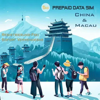 China 5G und Macau 4G; Prepaid Internet SIM-Karte (nur Daten) - REGISTRIERUNG FREI - Whatsapp/IG/Twitter/FB/LINE/Google/Youbube in China nutzbar (kein VPN erforderlich) (15GB - 30 Tage)