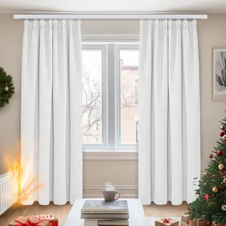 Deconovo Gardinen Blickdichte Verdunkelungsvorhang Thermo Dekoschals Vorhang Thermovorhang Kälteschutz Thermo gegen Kälte Thermogardine Hitzeschutz, 242x107 cm(HöhexBreite), Silber Grau, 2er Set