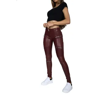 Herren Leggins  Hugz Jeans  Wine Faux Leather Biker Mid Waist XS - lila - XS