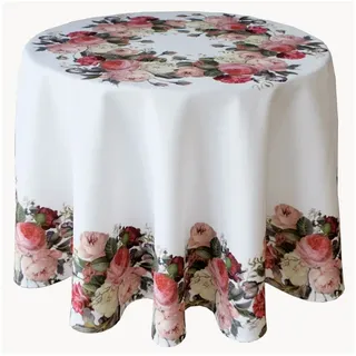 Raebel OHG Raebel - Tischdecken - Druckmotiv Rosen - Ostern Frühling - Größe wählbar - 100% Polyester (150 cm rund)