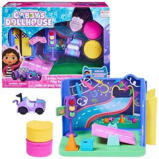 Spin Master Gabby‘s Dollhouse Deluxe Raum, Purr-ific Play Room, Spielzimmer mit Carlita Spielzeugauto, Möbelstücken und thematischem Zubehör