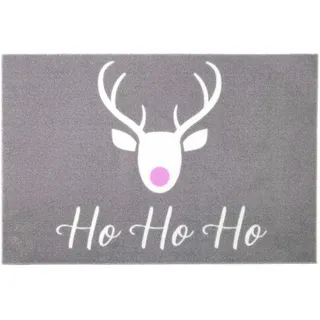 Primaflor Primaflor-Ideen in Textil Fußmatte »VELVET - HOHOHO, Made in Belgium« rechteckig 5 mm Höhe Schmutzfangmatte, Weihnachten, mit Spruch, waschbar, rutschhemmend