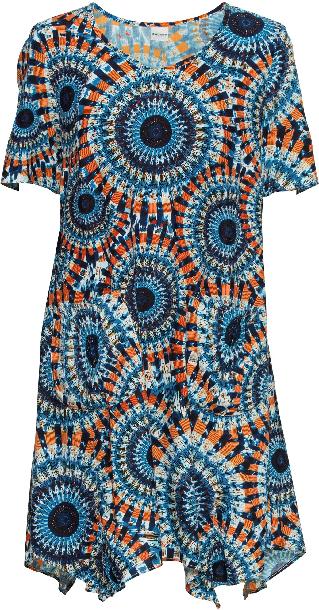 Viskose-Kleid, Druck blau, 40