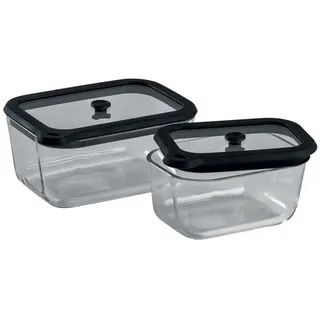 CHEF CUISINE Vakuum-Glasbehälter Medium, 2er Set Borosilikatglas, mit Deckel