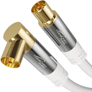 KabelDirekt – 4K Antennenkabel, Koaxialkabel, TV Kabel 90° gewinkelt/gerade – 1m – Fernsehkabel digital/analog – Erhältlich in 0,5-20m (Winkel-Buchse/gerader Stecker, DVB-C/DVB-T/DVB-S, weiß)