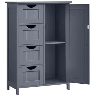 VASAGLE Schmaler Badschrank mit 4 Schubladen 30 cm x 55 cm x 81 cm Grau