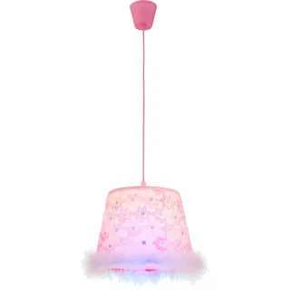 RGB LED Pendellampe Kinderzimmer Deckenlampe Textilschirm Hängeleuchte Kinderleuchte, 1x E27 LED dimmbar mit Fernbedienung
