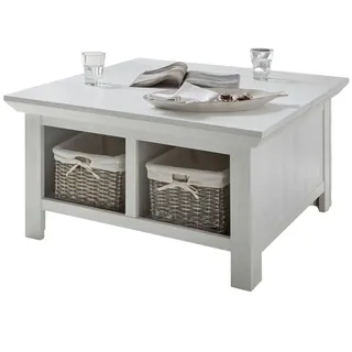 furn.design Couchtisch "Hooge" in Pinie weiß Landhaus Beistelltisch mit Truhe und Ablage 93 x 93 cm quadratisch