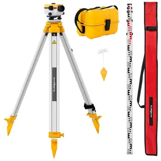 Steinberg Systems SBS-LIS-28/36 Nivelliergerät Nivellier Niveliergerät mit Stativ Nivellierset mit Stativ und Nivellierlatte 32-fache Vergrößerung Abweichung 1 mm Luftkompensator