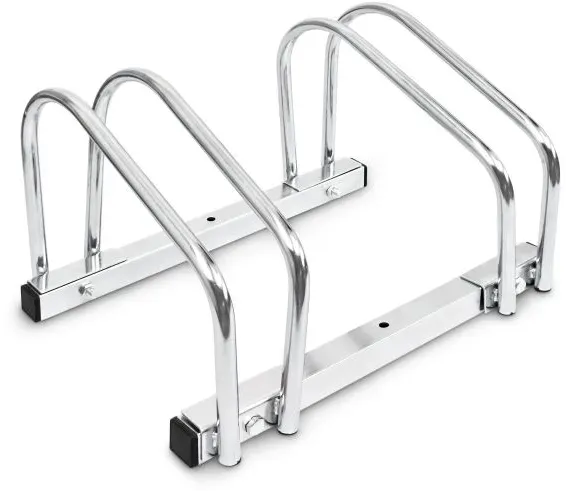 Relaxdays Fahrradständer, Boden oder Wandmontage, Für 2 Fahrräder, Aus verchromtem Stahl, Regenfester Fahrradhalter für draußen