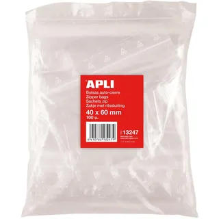 APLI 13247 - Packung mit 100 Kunststoffbeutel mit Selbstverschließung, 40 x 60 mm