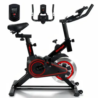 ZMH Heimtrainer 3in1 mit Magnetwiderstand - Klappbares stationäres Fahrrad für Zuhause, Fahrradtrainer Speedbike für Training zu Hause rot