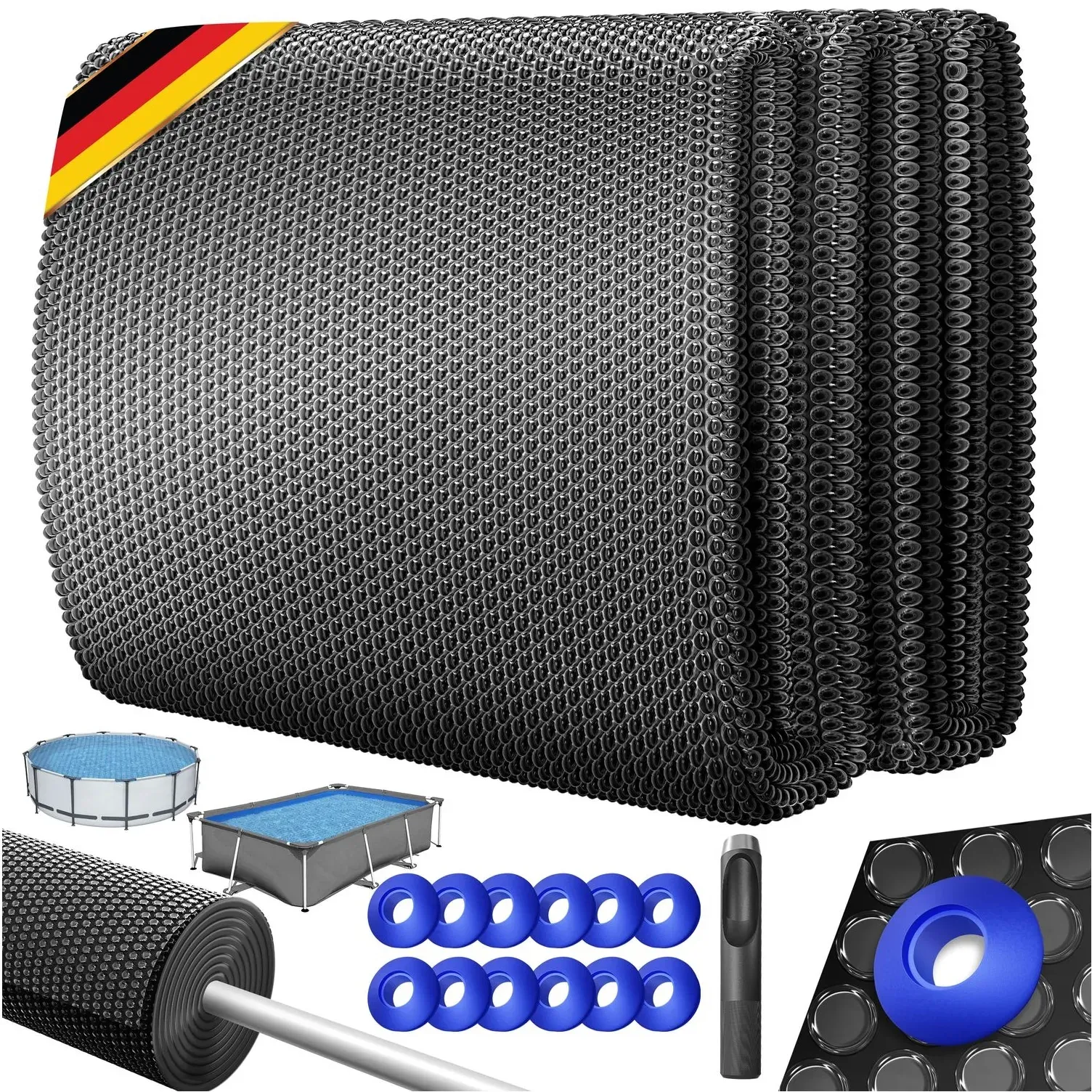 KESSER® Pool Solarabdeckplane Rund Ø 366 cm | Solar-Folie 120 µm | Solarabdeckung Solarplane zuschneidbar | Poolsolarplane mit 1x Lochzange & 12x Ösen