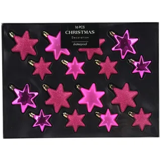 Mojawo 16tlg Weihnachtskugel Christbaumkugeln Baumkugel Set Sterne Pink
