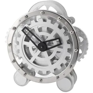Qcwwy Schreibtisch-Getriebeuhr, Metall, Echte Bewegliche Zahnräder, Schreibtischuhr, Mechanische Rotierende Getriebe-Tischuhr, Industrielle Steampunk-Getriebeuhr, Dekoruhren für