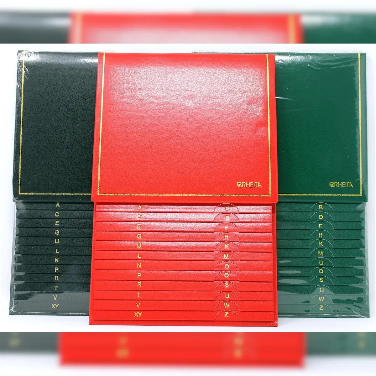 Rheita Telefonschuppenregister mit Goldleiste, 4 verschiedene Farben