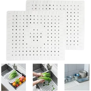 Yitobici Spülbeckeneinlage, Abtropfmatte, Spülbeckeneinlage Gummi,für Küche und Bad, 31 x 26 cm, 2 Stück(Grau)