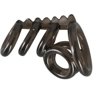 Penis- und Hodenring | dehnbar, 4 Ringe an gezacktem Reizsteg |Bad Kitty 1 St Vibrator