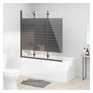 vidaXL Badewannenfaltwand 3-teilig 130x130 cm ESG Schwarz