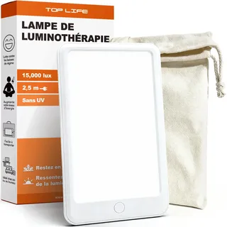 Top Life Lichttherapielampe 15.000 Lux – Leistungsstarkes Licht für besseres Wohlbefinden – Einstellbare Tageslichtlampe mit 3 Intensitäten (6000, 10000, 15000 - Vollspektrum)