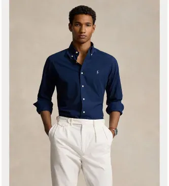 Polo Ralph Lauren für Herren. 710928255001 Custom Fit marinefarbenes Hemd (L), Lässig, Party, Baumwolle, Klassisch, Langarm