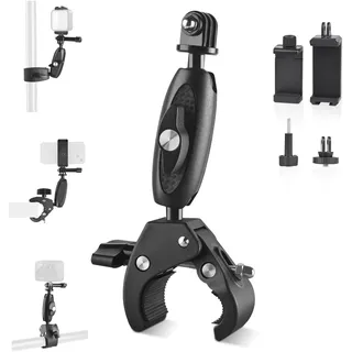 ShipeeKin Kamera Clamp Halterung Motorrad Fahrradhalterung, 360° Drehbar Lenkerhalterung Handyhalterung aus Aluminiumlegierung für alle Gopro Hero Insta 360 Osmo Action EK7000 SJCAM Yi 4K Zubehör Kit