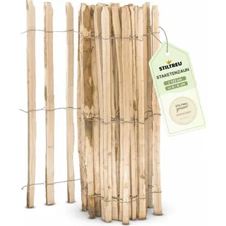 STILTREU Englischer Staketenzaun Kastanie - Länge 5 Meter, Höhe 122 cm, Lattenabstand 6-8 cm