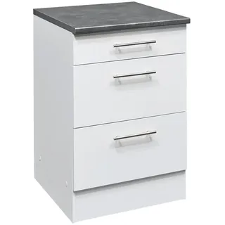 Mid.you Küchenunterschrank, Grau, Weiß, Metall, 3 Schubladen, 60x90x60 cm, Küchen, Küchenmöbel, Küchenschränke, Küchenunterschränke