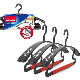 Vileda 3 in 1 Kleiderbügel 3er Set – Anti Rutsch – 360° drehbar – bis 5 kg Traglast – formschonend und platzsparend – breiter Steg für Hosen Jacken und Tops, Grau