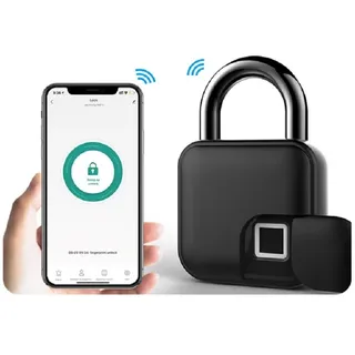 Vorhängeschloss APP Unlocking Fingerabdruck, Schloss Fingerabdruck, Bluetooth Fingerabdruck, Wasserdicht Vorhängeschlöss für Fitnessstudio, Gepäck, Lagerhäuser, Frachtauto, Garage, Spind