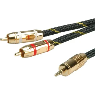 Roline Gold Audiokabel 3,5mm-Klinken-Stecker Stereo / 2x Cinch-Stecker schwarz / gold 5m
