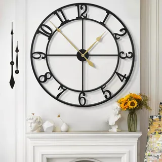 Mee 2ou Extra Große Wanduhr Modern Nahezu Lautlos Ohne Tickgeräusche -100cm Durchmesser Wanduhren Modern Wohnzimmer Wanduhr Vintage Für Schlafzimmer Küche Büro Landhausstil Industrial Style