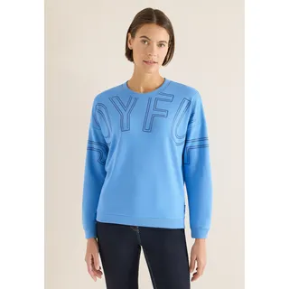 Langarmshirt CECIL, Damen, Gr. XL (44), fountain blau, Web, 72% Viskose, 25% Polyester, 3% Elasthan, unifarben, normal normal, Rundhals, Bündchen, Shirts Langarmshirt