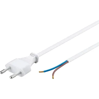 goobay 51345 Netzkabel 2 polig Eurostecker & offene Enden Stromkabel 2 polig Kabel mit Stecker Euro CEE 7/16 Aderendhülsen Eurokabel Weiß 1,5m