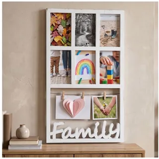 Levandeo® Bilderrahmen Collage, Family Bilderrahmen 6 Fotos 10x15 Fotogalerie Shabby Chic Vintage Weiß Variante 2