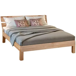 Coemo Massivholzbett Natur, Holz, 180x200 cm mit Kopfteil, Farbe: Buche