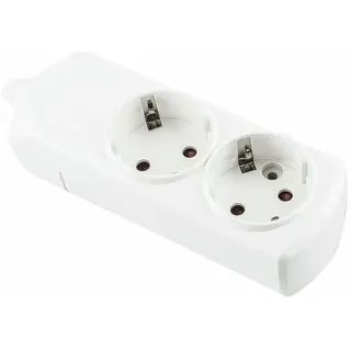 Weiße Basis mit 2 Steckdosen ohne Kabel, ideal für den Anschluss elektrischer Geräte in Räumen ohne Steckdosen.