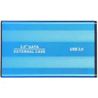 Tragbares 2,5 Externes Festplattengehäuse, USB2.0 Portable HDD/SSD Festplattenbox für Laptops/OS X Externe Datenspeicherung, Plug and Play (Blau)