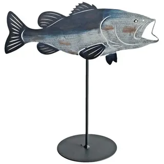 Kaufhaus le petit Tierfigur Deko Metall Fisch auf Stab Sockel Maritim Fische Tier Figur Skulptur, Zierfisch Metallfisch Dekofigur Dekoskulptur Dekoobjekt