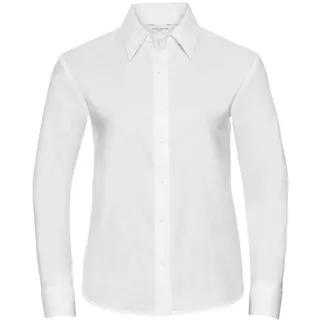 Russell Collection Klassische Oxford Bluse  Langarm, white, S