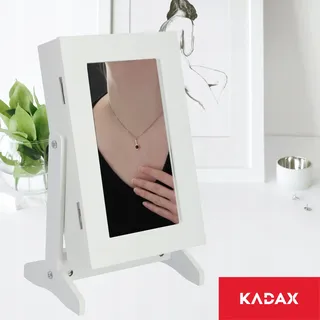 Kadax Schmuckschatulle mit Spiegel, Schmuckkästchen mit Füßen, Weiß