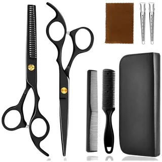 AIMAX Haarschere Friseurscheren Set 6,7 Zoll aus Edelstahl mit Kamm & Etui, Profi Haarschneideset