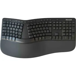 Microsoft Ergonomic Tastatur -Ergonomisches Tastatur mit Handballenauflage, USB-Anschluss, -Schweizer QWERTZ –wie abgebildet (siehe Bilder) -LXN-... - Schwarz