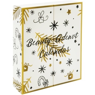 WHITE BOOK Beauty Adventskalender für Frauen mit Make Up & Nagellack - Kosmetik Schminke Damen Weihnachtskalender in Buchform