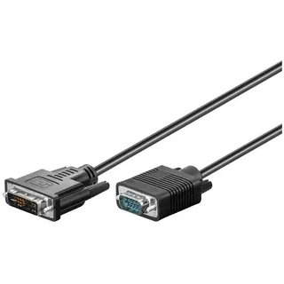 goobay 50989 DVI A auf VGA Adapterkabel / Full HD 1080p Monitorkabel / DVI A 12+5 Stecker zu VGA Stecker 15 polig / Bildschirmkabel / Schwarz / 1m